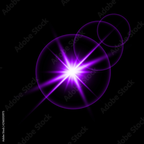Bild auf Leinwand A vibrant and dynamic lens flare effect showcasing a bright purple burst against