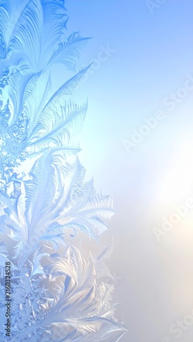 frosty background with palm trees and sun