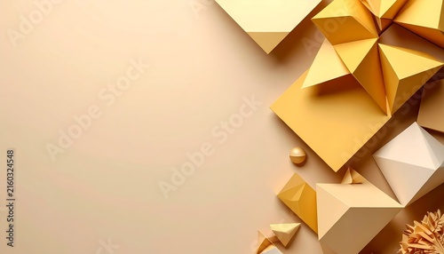 golden geometric background with golden triangles
