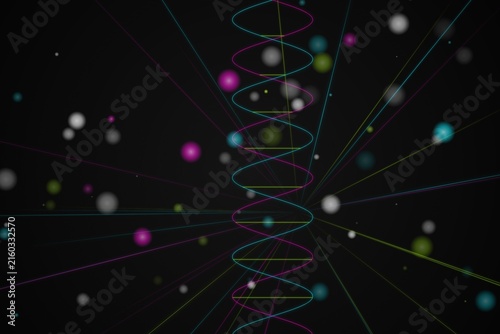 Obraz na płótnie A complex digital visualization showing a network of interconnected nodes and li