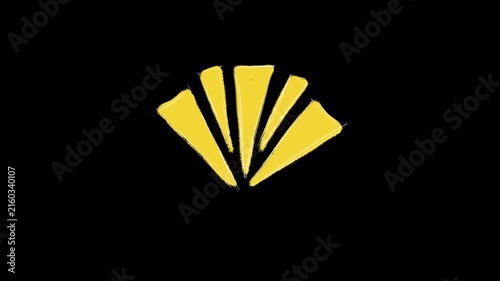 Hand drawn sketch of shining light rays sunburst video frame isolated on transparent background