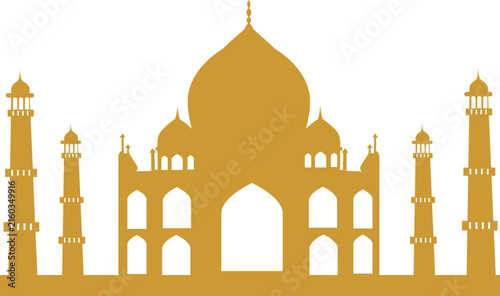 Taj Mahal golden silhouette vector illustration of iconic Indian landmark