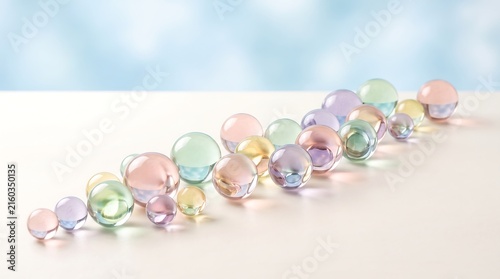 Pastel Easter eggs arranged in a row on white background for spring holiday decoration