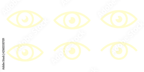 Canvastavla Cream Flat Eye Icon Set Isolated on Transparent Background PNG Vision Sight Vect