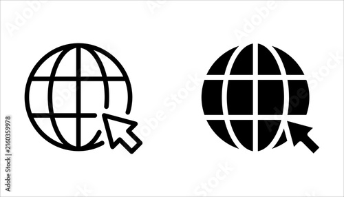 Globe Icon set, Go to web symbol icon, www symbol on white background