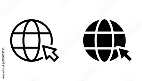 Globe Icon set, Go to web symbol icon, www symbol on white background