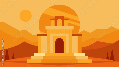 Tapety artystyczne Ancient desert temple at sunset