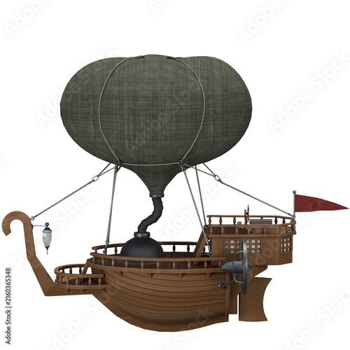 Flying Ship Cartoon Illustration