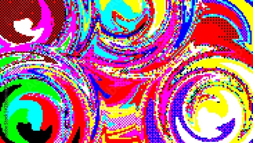 Colorful Abstract Pixel Art Glitch Background with Psychedelic Retro Digital Pattern  