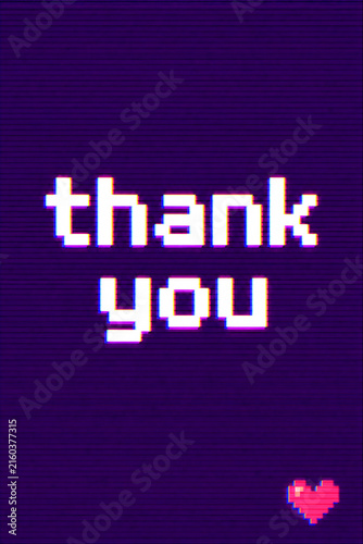 Gen Z pixel sticker thank you text with heart accent