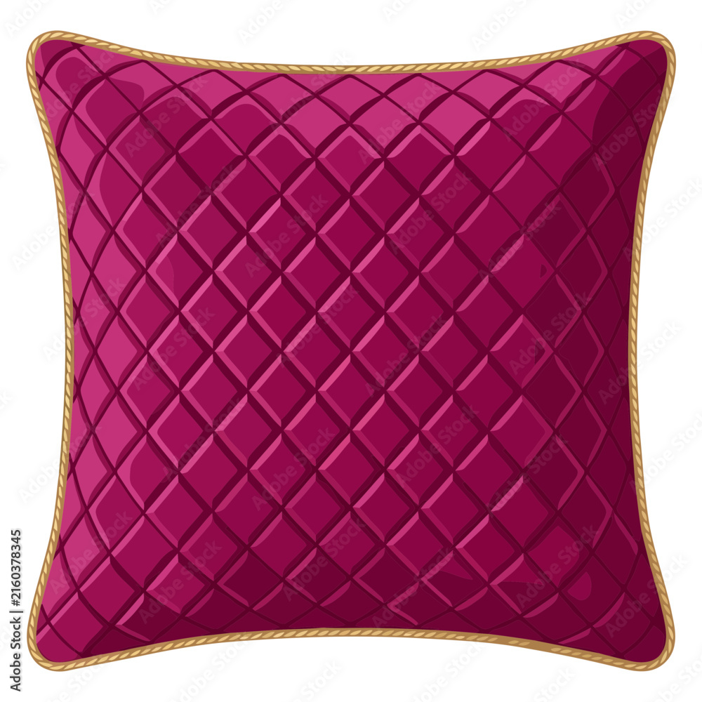 Fototapeta premium Decorative square magenta pillow with quilted diamond pattern