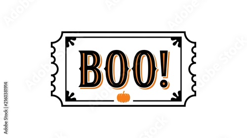 Vintage style halloween ticket with the word boo in bold lettering