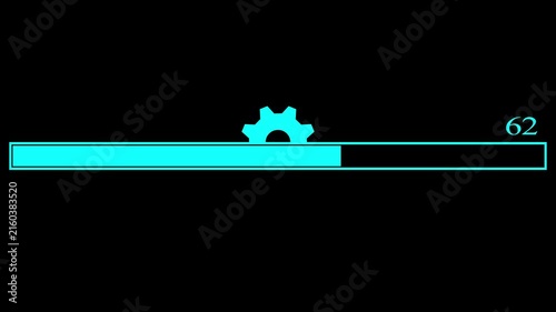 Updating bar icon animation on Black background. cyan color setting and update icon animated. Abstract circuit 4k animation white background system update and processing bar icon animation 4k video.