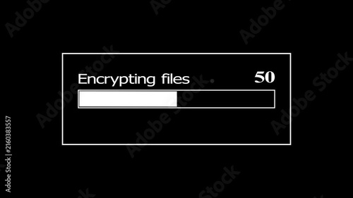 File Encryption Progress Animation with Data Security and Cybersecurity Loading Bar on Black Background, 4K Motion video.