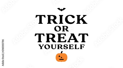Trick or treat yourself halloween typography with jack o lantern illustration