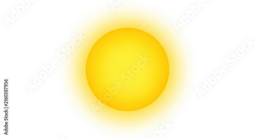 Bright yellow sun with soft glow on transparent background