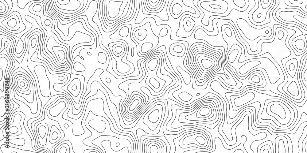 Naklejka premium Abstract minimal topographic relief line background, wavy black outline lines in a clean layout, for banner, presentation and cover.