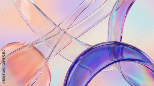 Translucent glass vessels in flowing motion design studio shoot,