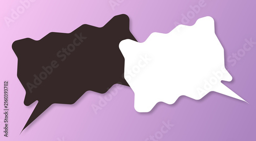 Принти на полотні Two overlapping speech bubbles, one black and one white with wavy ink blot edges