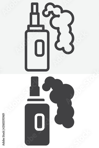 Vaporizer electric cigarette line solid style vector icon set