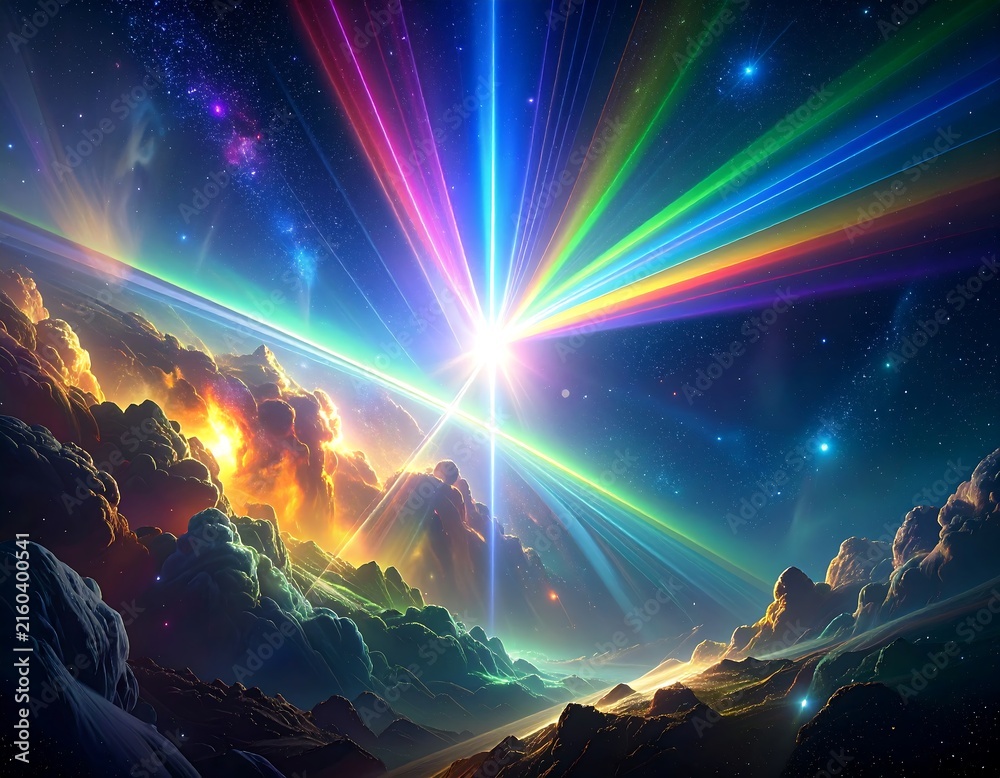 Fototapeta premium Aurora borealis dancing over snowy mountain landscape.