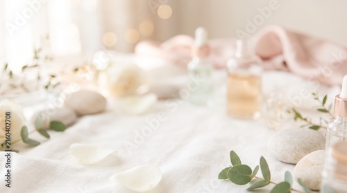 Elegant Wedding Table Setting with Romantic Floral Decorations, Pink Roses, Candles, Glassware and Beautiful Centerpiece for a Festive Reception Celebration