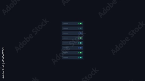 Server Rack Data Storage Network Hardware Cloud Computing Digital Technology Background Video Animation