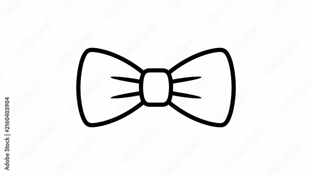 Fototapeta premium Simple minimalist mens bow tie outline design hand drawn doodle style vector illustration isolated on white background.