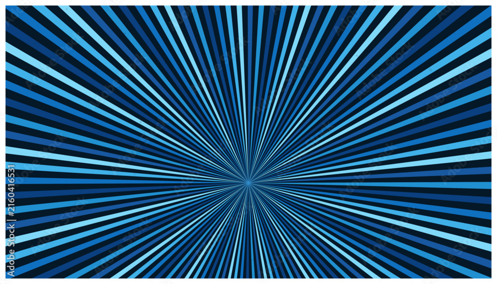 Obraz premium Bright blue sunburst background with thin lines radiating outwards for energetic graphics.