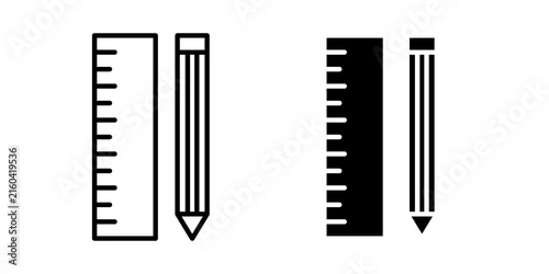 Foto Pencil and ruler icon vector elements kit