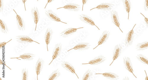 Vintage hand drawn sketch of a golden wheat seamless pattern, representing autumn season and organic harvest.