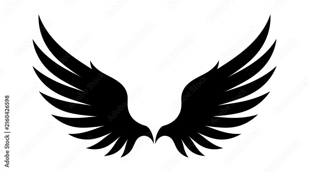 Fototapeta premium Majestic black eagle wings vector illustration featuring sharp feathered design elements for modern graphic branding projects