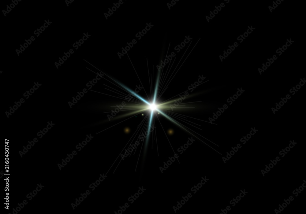 Fototapeta premium Radiant Starburst Lens Flare Effect ,Blue Starburst Lens Flare Effect Background 