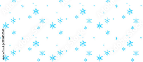 Blue Snowflakes Falling Seamless Pattern, Winter Christmas Vector Background Illustration