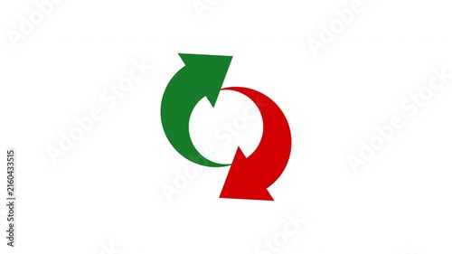 Circle Arrows icon animation. Red and green arrows in a circular motion symbolizing exchange or rotation.