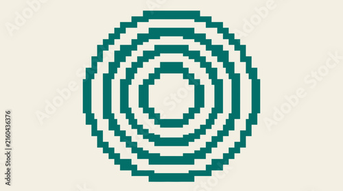 Green pixel art concentric circle target pattern.