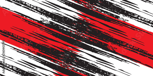 Red, black, and white abstract grunge stripe background for racing livery, wrap, or jersey design.