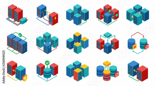 Database servers and secure storage clusters connected by glowing pathways representing enterprise data management and secure networks.