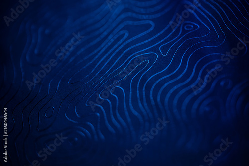 Blue abstract topographic contour pattern background