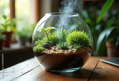 Miniature Glass Terrarium Crafting Elegant Self-Sustaining Garden Ecosystem Indoor Lifestyle Model