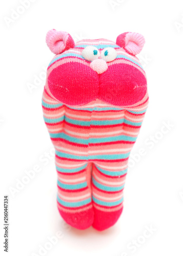 Cat sock toy isolated on white background