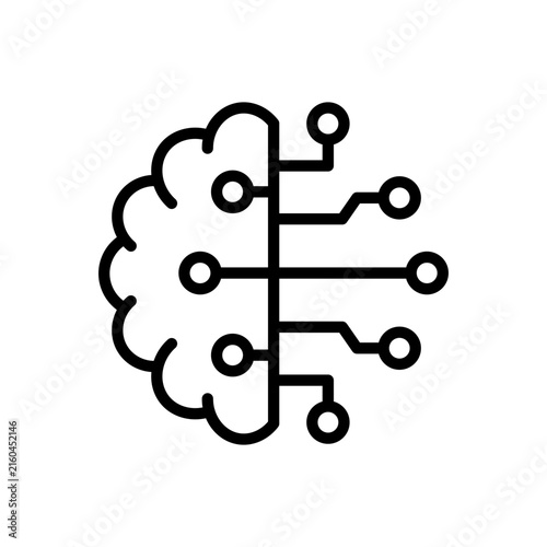 AI brain artificial intelligence neural network line icon vector