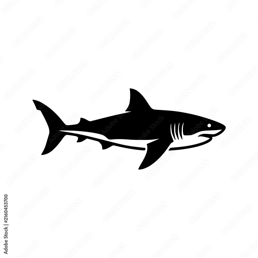 Fototapeta premium Isolated Silhouette of a Great White Shark