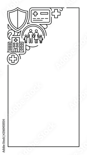 Medical health insurance and family protection line art frame design