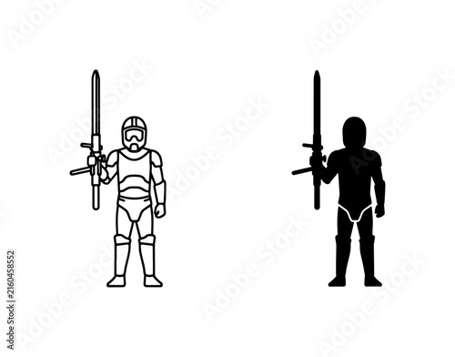 фотографія Sci-Fi Warrior Icon, Futuristic Soldier Silhouette, Galactic Trooper Vector Art