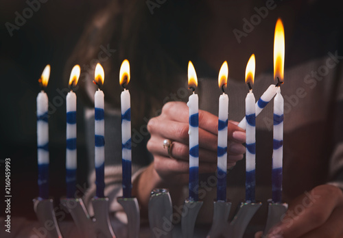 Hanukkah: Lighting Candles On The Eighth Night Of Hanukkah