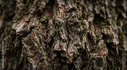 Detailed rough brown tree bark texture close up