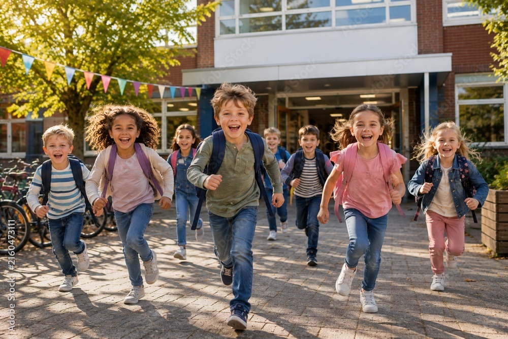 Obraz premium Children Returning to School After Summer Holiday