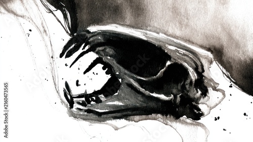 Abstract ink art black and white composition graphic design