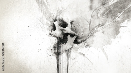 Artistic skull illustration against white background for conceptual design